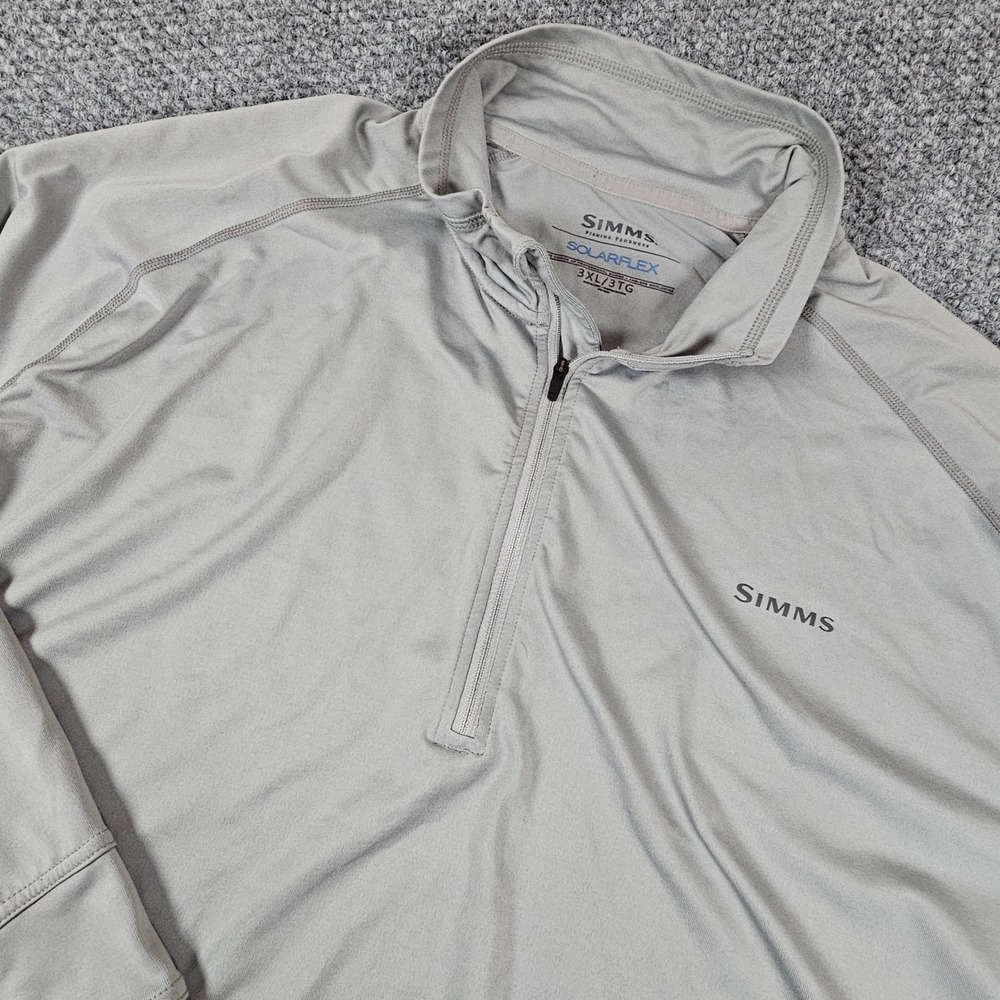 Simms SolarFlex Quarter Zip Fishing Shirt Mens 3XL Gray UPF 50 Sun‎ Protection